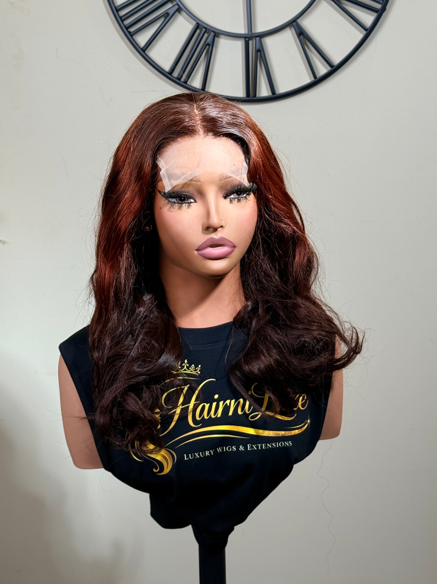 WIG SIENNA — Glueless HD Lace Wig – Ready to Wear 14” Auburn Sunset Loose Wave Lace Closure Wig