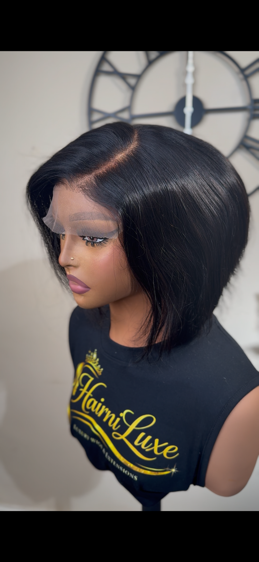 WIG KIRA — 10” High-Volume Jet Black Layered Bob 5x5 Closure ready to wear Wig
