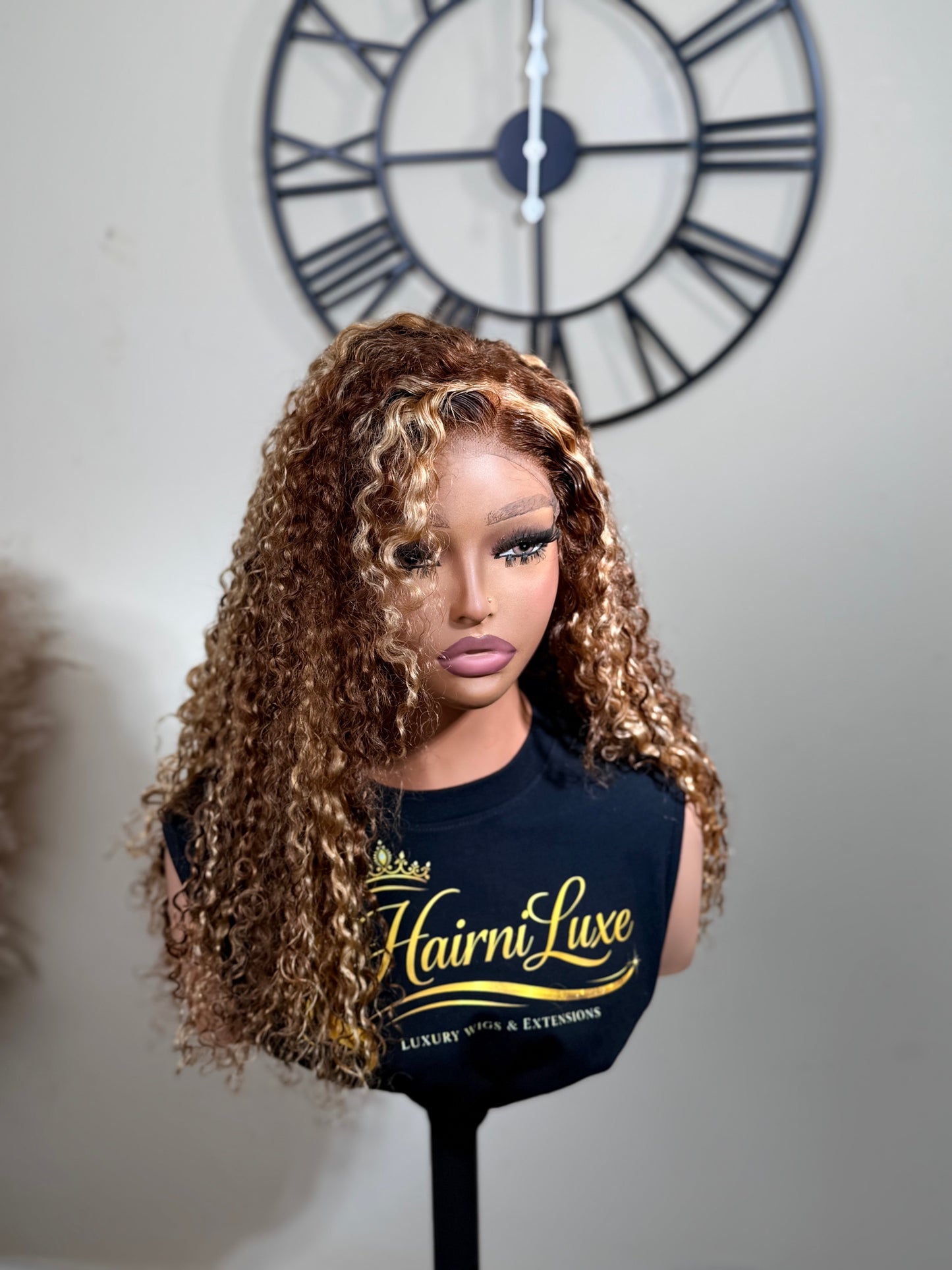 WIG FIONA— Glueless Wig – Ready to Wear 26” Highlighted Luxe Curly Lace Front Wig