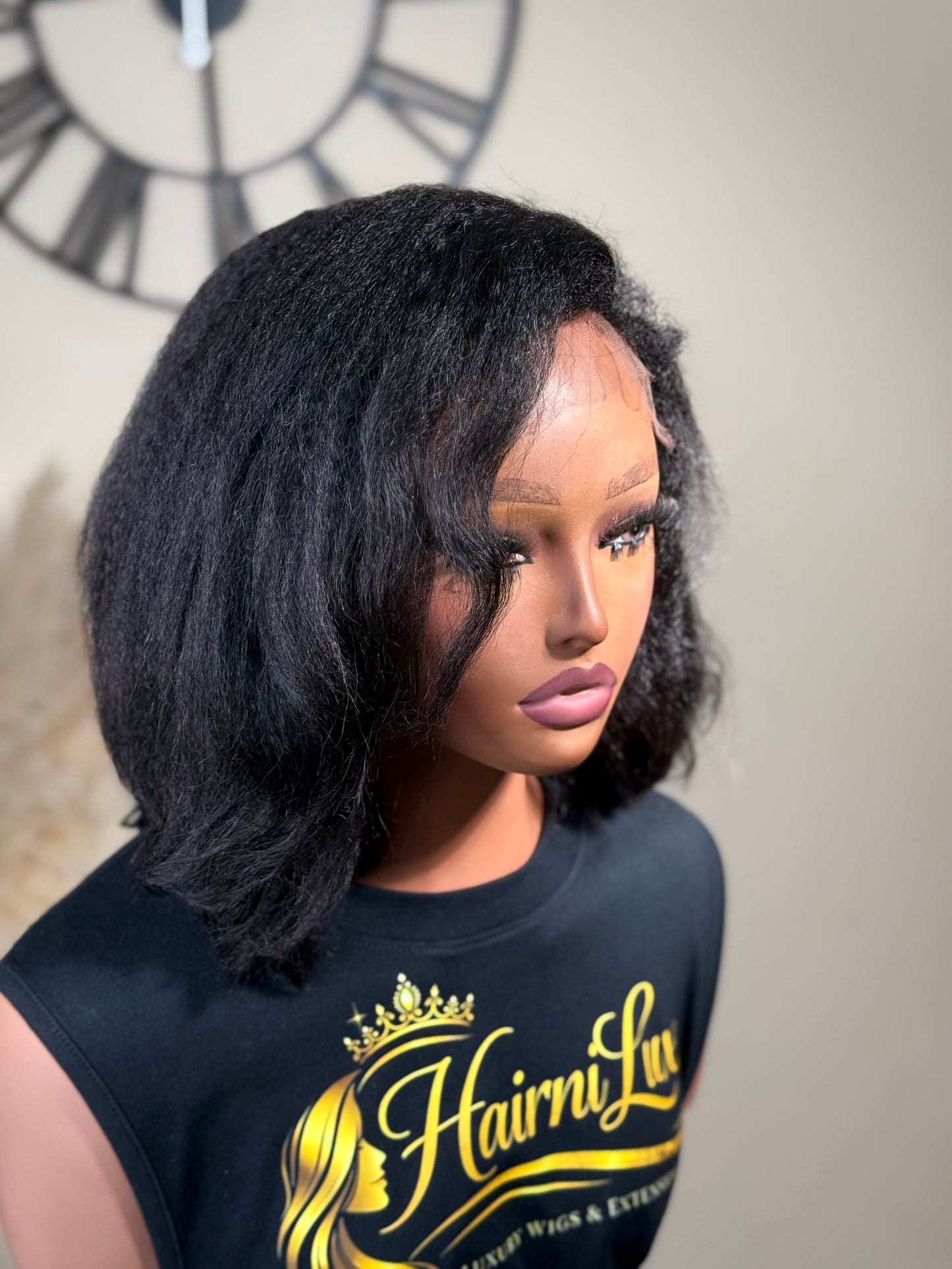 CHLOE — 10” Auburn Kinky Straight Bob Lace Closure Wig