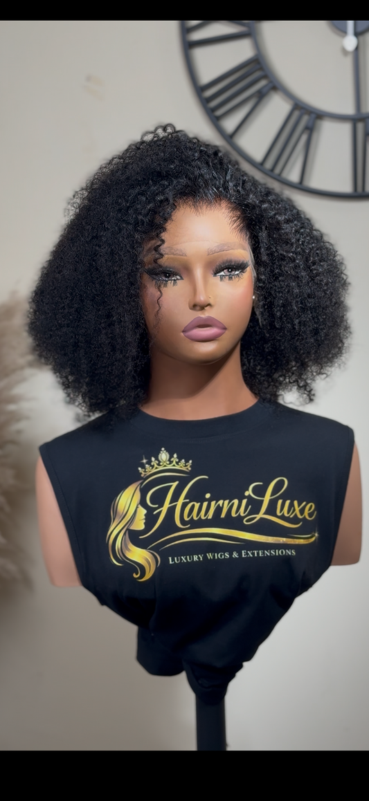 WIG ZARA — Glueless HD Lace Wig – Ready to Wear 12” Luxe Afro Kinky Curly Lace Front Wig