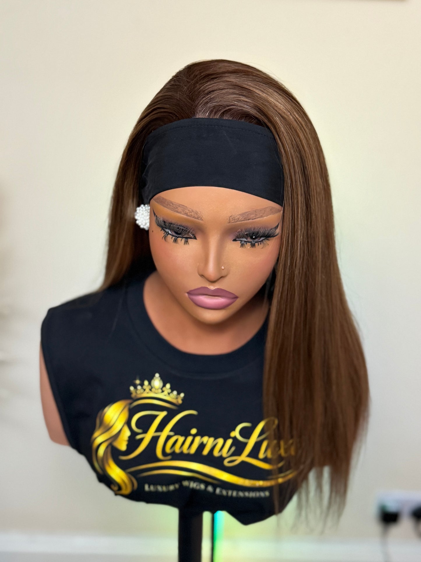 WIG TANIA — 18” Golden Honey Wave Premium Headband ready to wear Wig