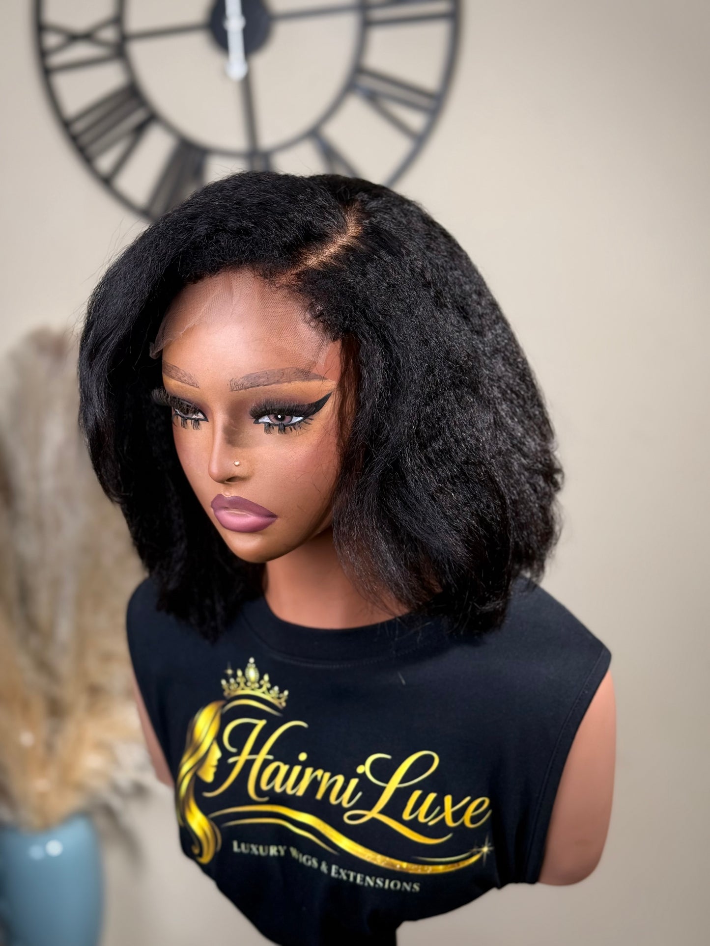 CHLOE — 10” Auburn Kinky Straight Bob Lace Closure Wig
