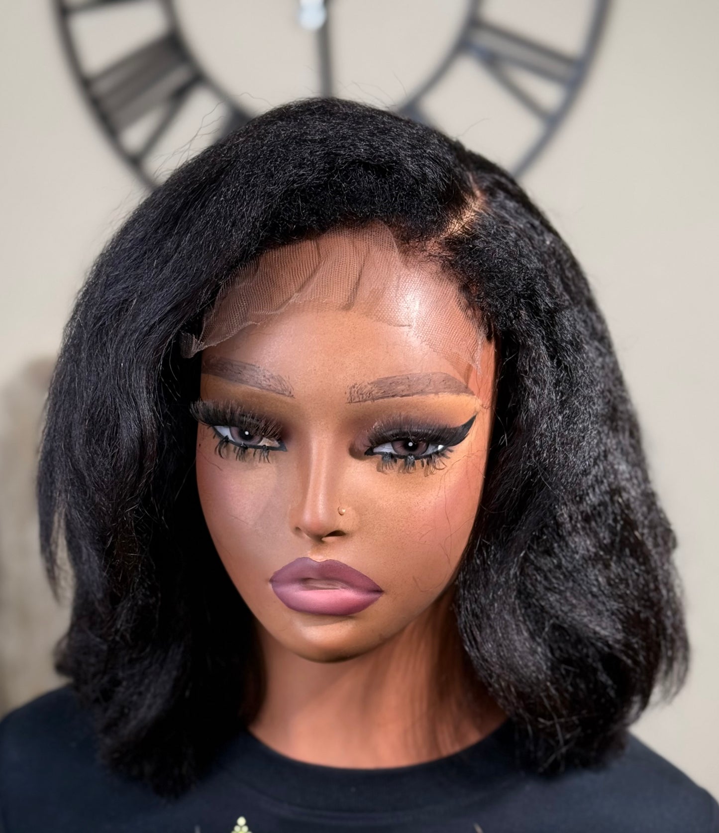 CHLOE — 10” Auburn Kinky Straight Bob Lace Closure Wig