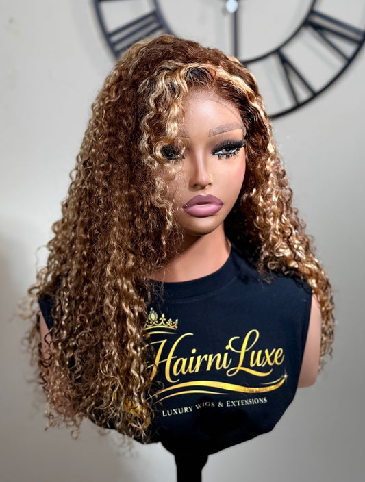 WIG FIONA— Glueless Wig – Ready to Wear 26” Highlighted Luxe Curly Lace Front Wig
