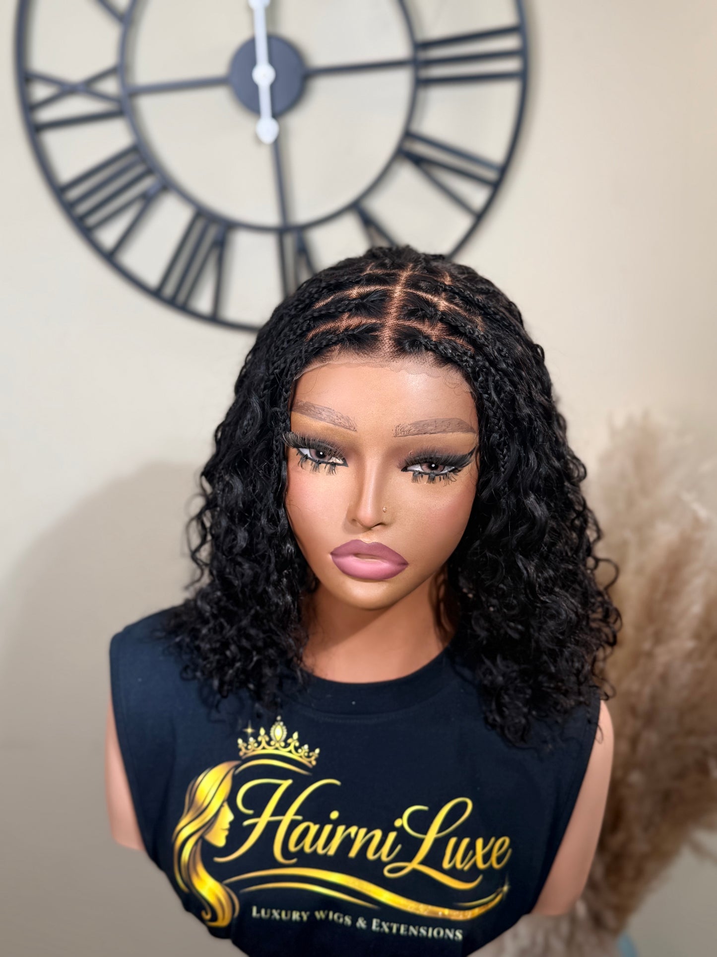 WIG STELLA :Braided Lace Front Deep Wave Bob Wig | Natural Looking Human Hair Style