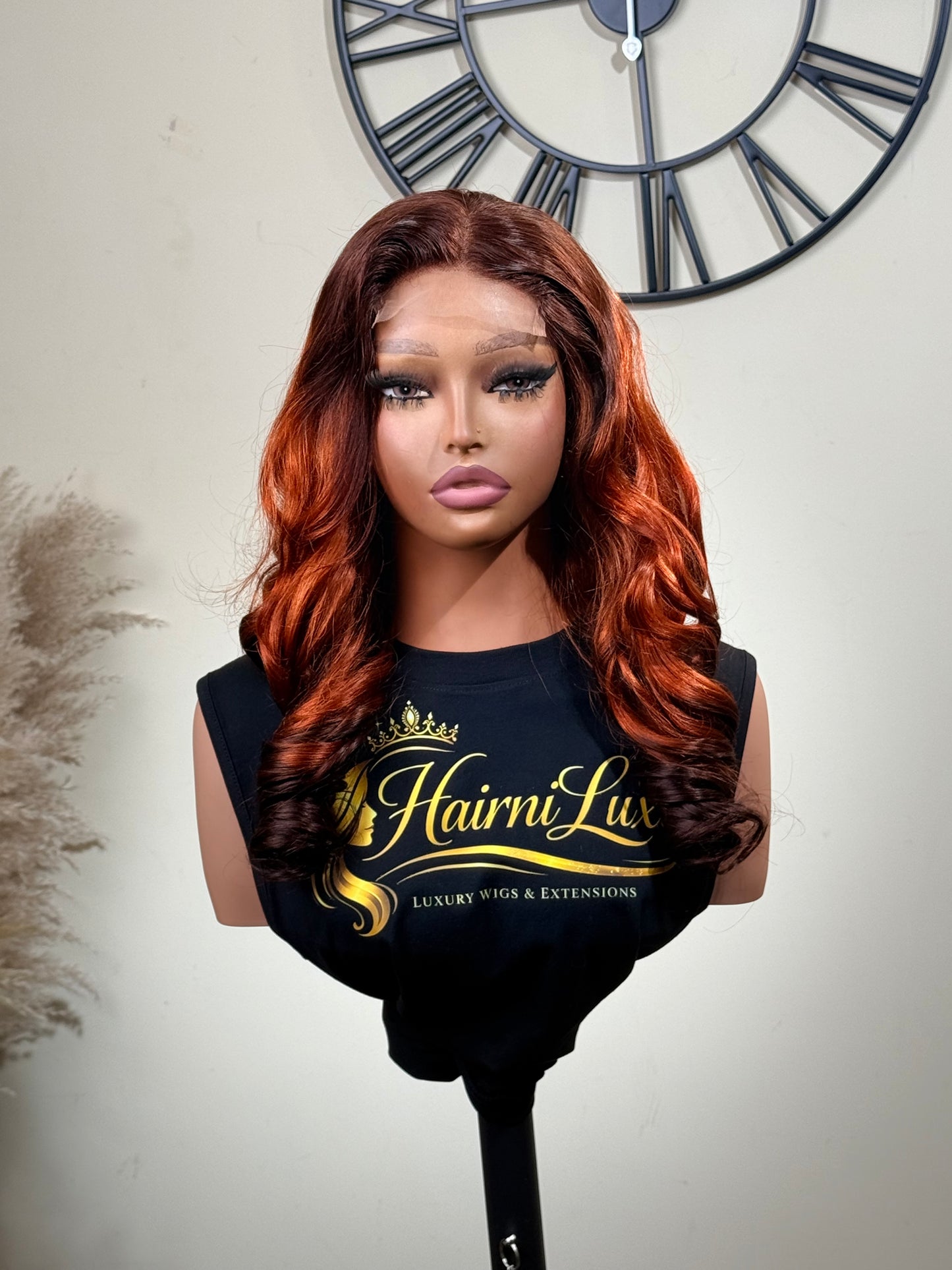 WIG EVA— Glueless Wig – Ready to Wear 18” Layered Auburn Bouncy Lace Closure Wig