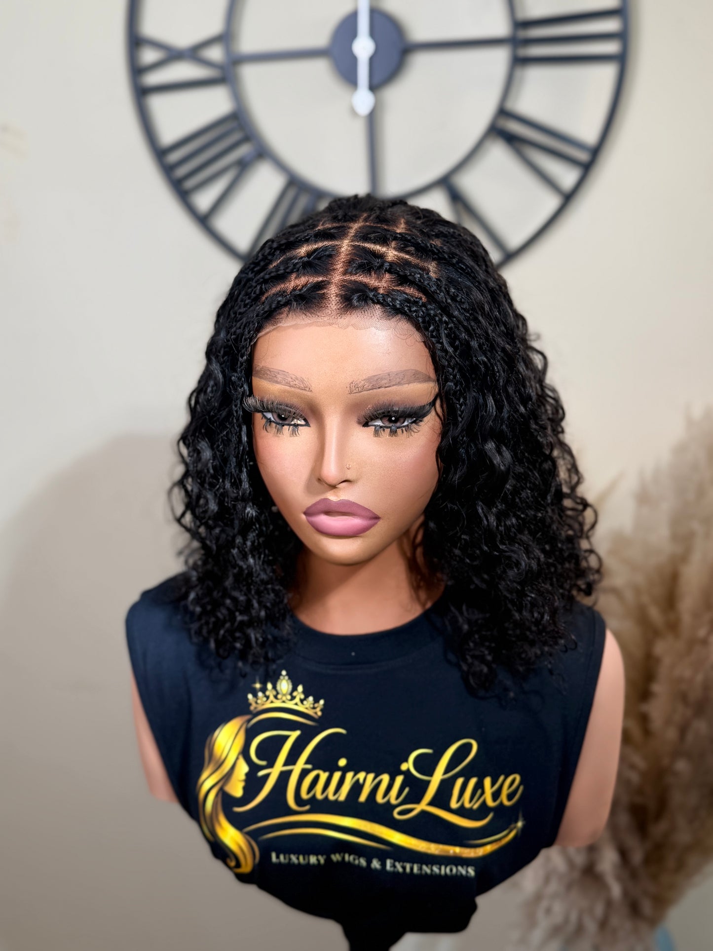WIG STELLA :Braided Lace Front Deep Wave Bob Wig | Natural Looking Human Hair Style