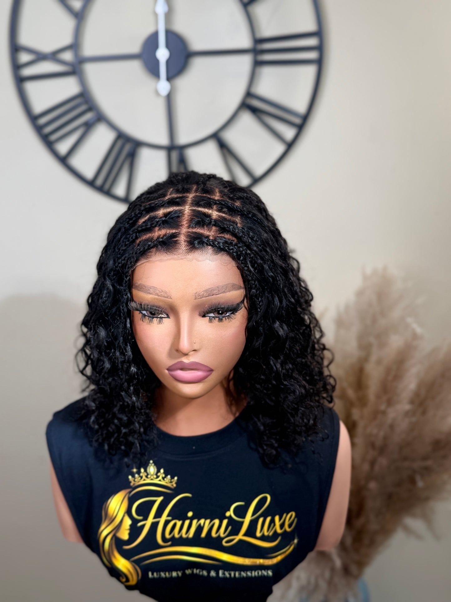WIG STELLA :Braided Lace Front Deep Wave Bob Wig | Natural Looking Human Hair Style