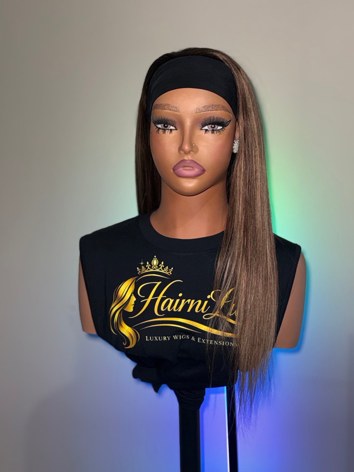 WIG TANIA — 18” Golden Honey Wave Premium Headband ready to wear Wig