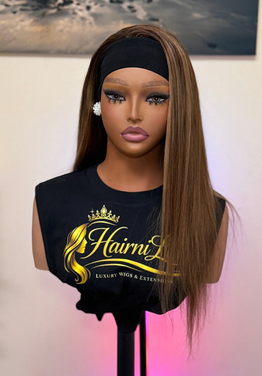 WIG TANIA — 18” Golden Honey Wave Premium Headband ready to wear Wig